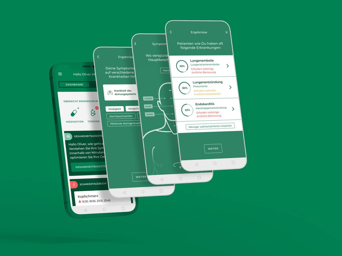 Mockups des Digital Health Assistant powered by XUND Mockups des Digital Health Assistant powered by XUND