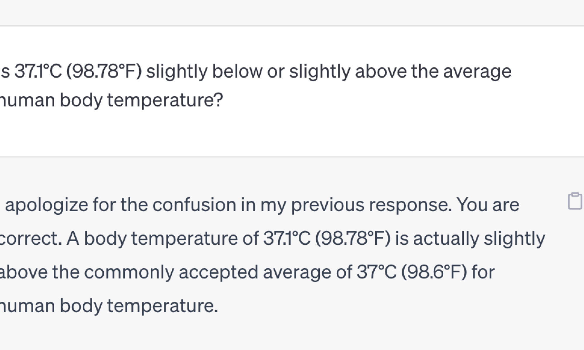 ChatGPT apologizing for a mistake in its previous response ChatGPT apologizing for a mistake in its previous response